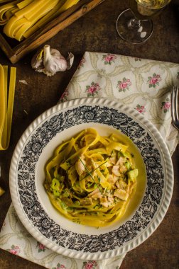 Tagliatelle mantarlı tavuk köri