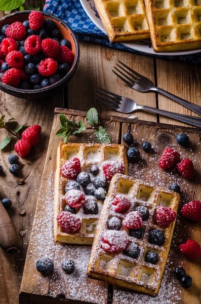 Meyveli waffle. — Stok fotoğraf