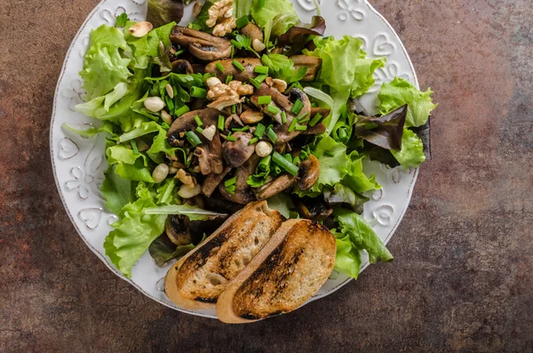 Ensalada de champiñones con nueces — Foto de Stock