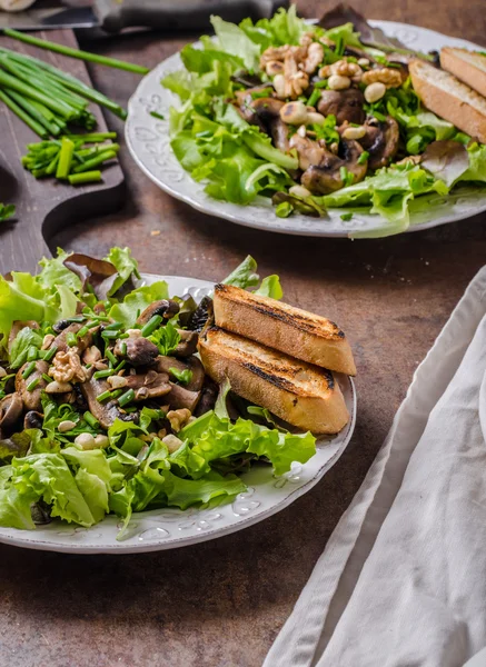 Mushroom salad with walnuts — Stock Photo, Image