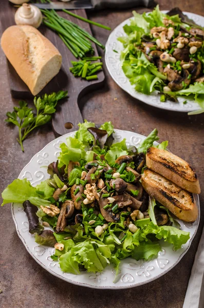 Mushroom salad with walnuts — Stock Photo, Image