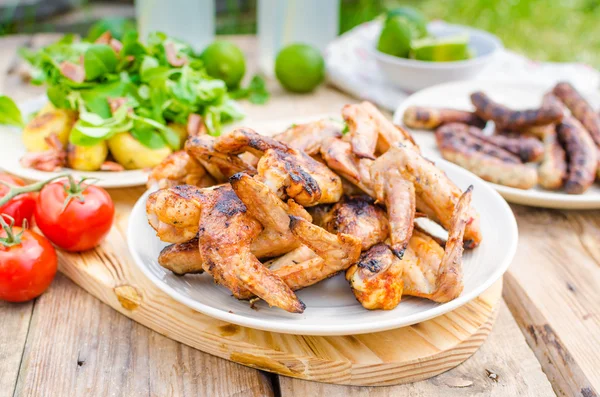 Delizioso barbecue con limonata — Foto Stock