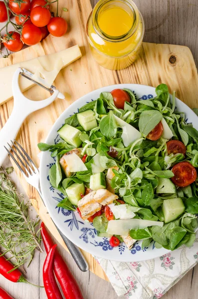 Sallad med grillad kyckling — Stockfoto