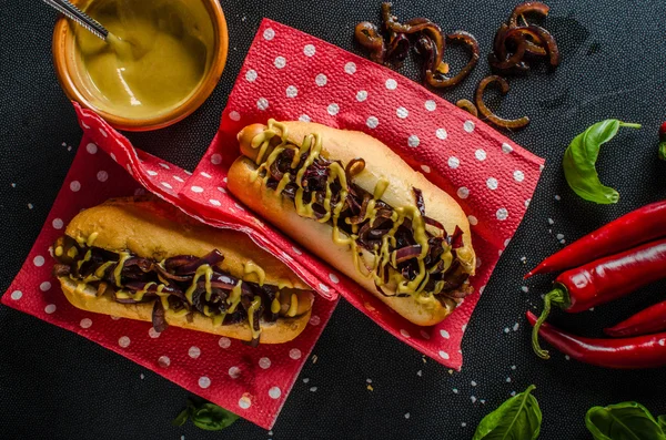 Veškeré hovězí hotdogs — Stock fotografie