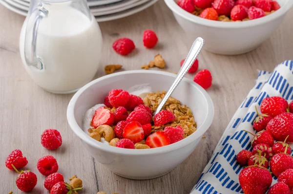Baked granola with nuts — Stock Photo, Image