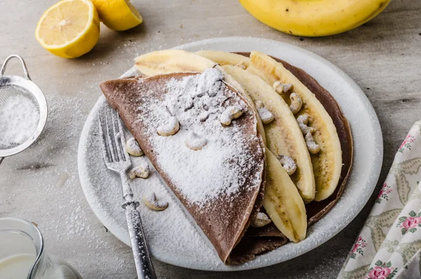 バナナ チョコレート クレープ — ストック写真