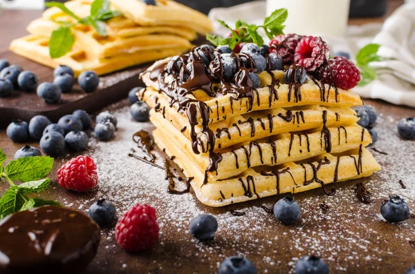 Waffles with berries homemade — Stock Photo, Image