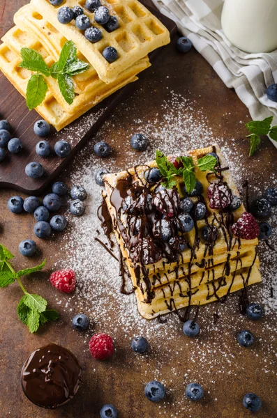 Waffles com bagas caseiras — Fotografia de Stock