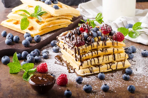 Waffles with berries homemade — Stock Photo, Image
