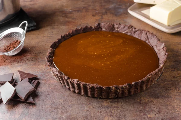 Crostata al cioccolato al caramello — Foto Stock