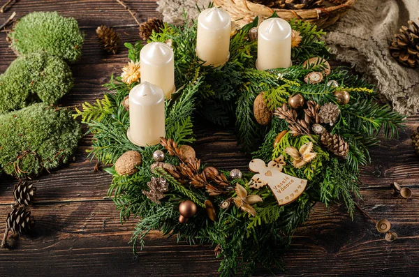 Hemlagad Julkrans För Kommande Julfirande — Stockfoto