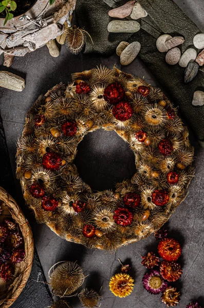 Hermosa Corona Adviento Para Las Próximas Vacaciones Navidad —  Fotos de Stock