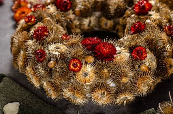 Hermosa Corona Adviento Para Las Próximas Vacaciones Navidad —  Fotos de Stock