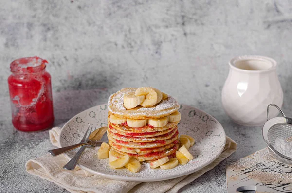 Banana Frittelle Dessert Semplice Delizioso Tutto Fatto Casa — Foto Stock