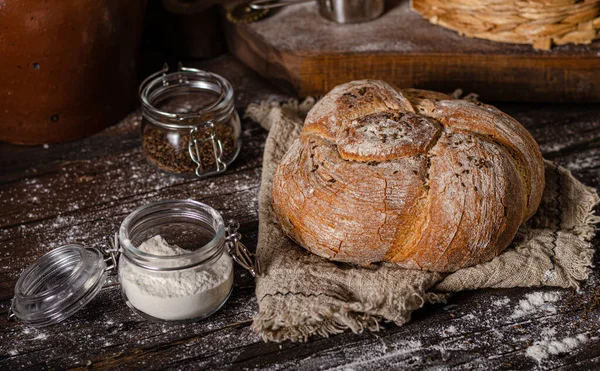 Delicious Simple Bread Cumin Little Garlic — Stock Photo, Image