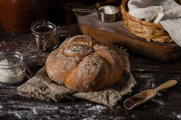 Delicious Simple Bread Cumin Little Garlic — Stock Photo, Image