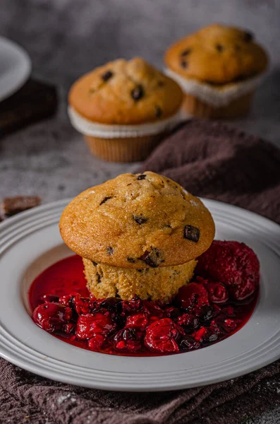 Leckeres Dessert Alles Hausgemacht Mit Schokolade Und Nüssen — Stockfoto