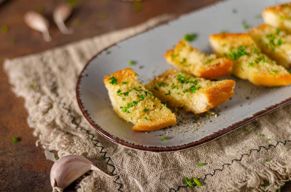 Delicious Baguette Butter Parmesan Cheese Garlic — Stock Photo, Image