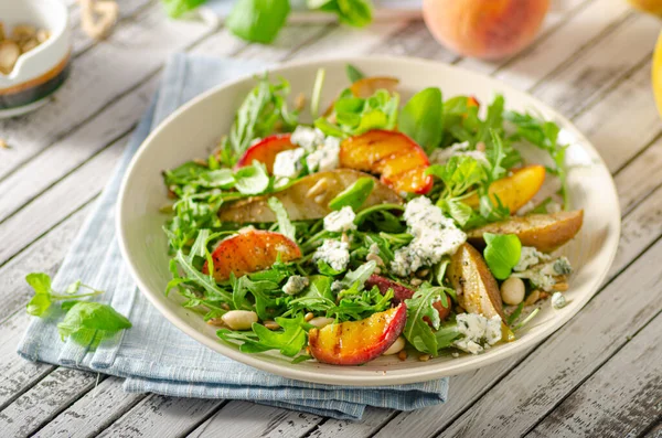 Delicious Tasty Salad Fruit Blue Cheese — Stock Photo, Image