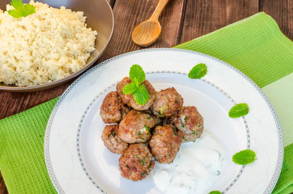 Beef meatballs with cilantro — Stock Photo, Image