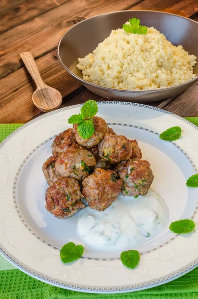 Beef meatballs with cilantro — Stock Photo, Image