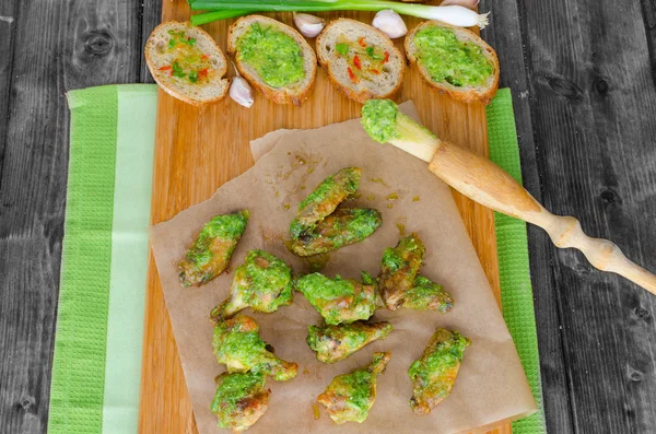 Roasted chicken wings with Chimichurri — Stock Photo, Image