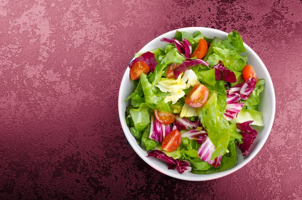 Fresh mixed salad with endive and cherry — Stock Photo, Image