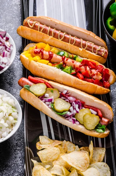 Tutti i cani di manzo, varianzione di hot dog — Foto Stock