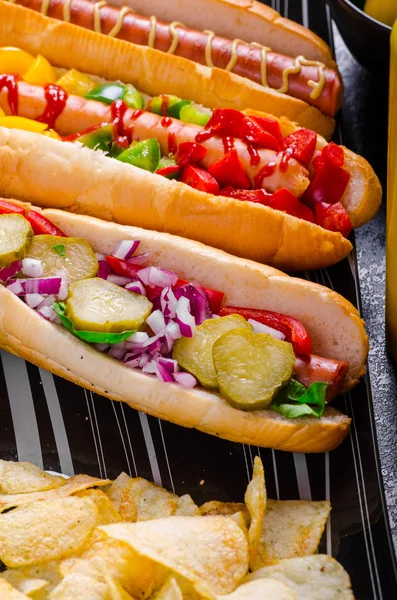Wszystkie psy wołowiny, żądana hot-dogi — Zdjęcie stockowe
