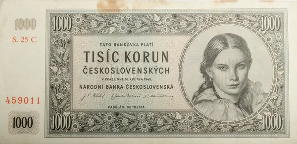 Stare banknoty czeski, pieniądze — Zdjęcie stockowe