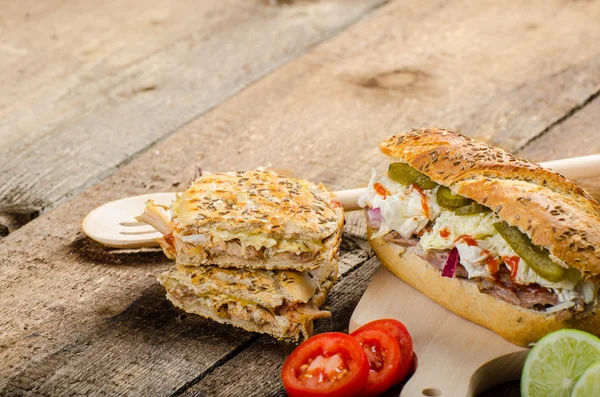 Vytáhl vepřové sendvič panini — Stock fotografie