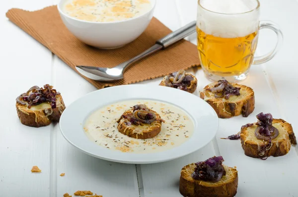 Creamy onion - garlic soup — Stock Image Creamy onion - garlic soup Stock Image