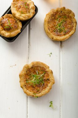 Onion mini quiche with bacon and corn clipart