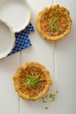 Onion mini quiche with bacon and corn clipart