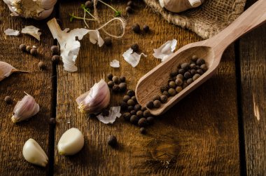 Yerli biyo sarımsak - çek, baharat ve taze microgreens aile içi biyo sarımsak