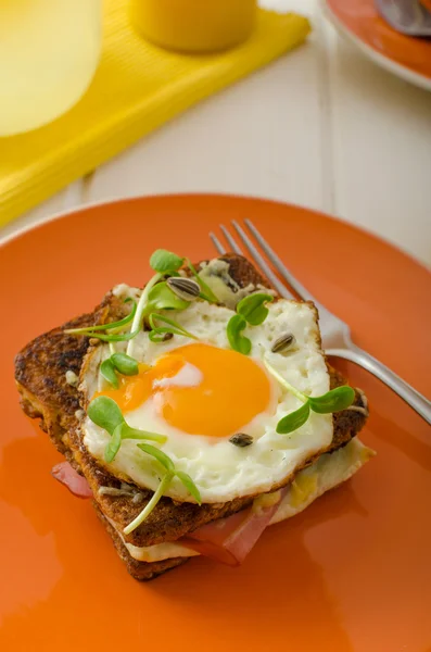 Croque Madame - tostadas al horno francés — Foto de Stock