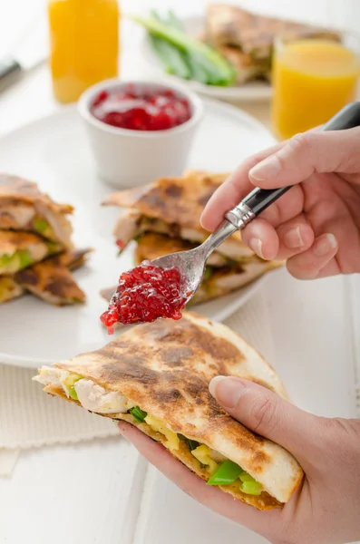 Turkije quesadillas — Stockfoto