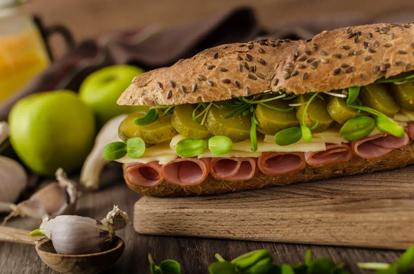 Baguette with the Prague ham — Stock Photo, Image
