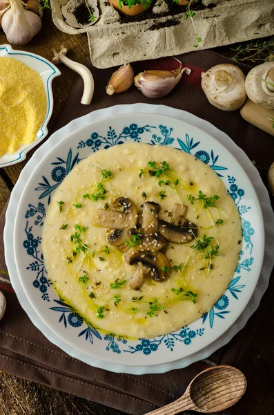 Rozmaryn i chili podawać polenta — Zdjęcie stockowe