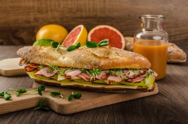 Rustic baguettes with smoked rump clipart