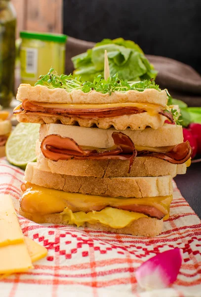 Ruben Sandwich mit Kohl, Rindfleisch und würzigem Dressing — Stockfoto