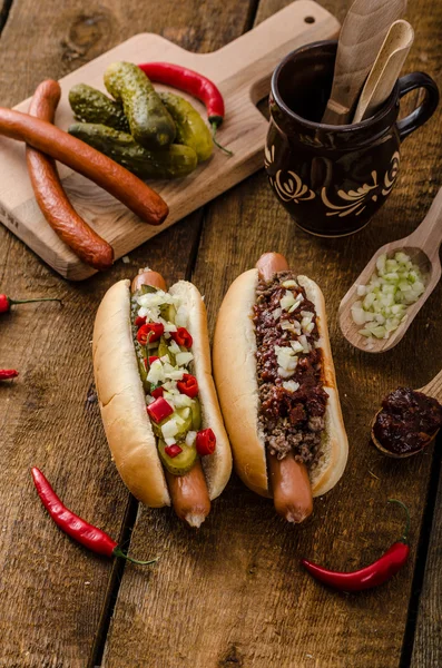 Chilien og vegetarpølse – stockfoto