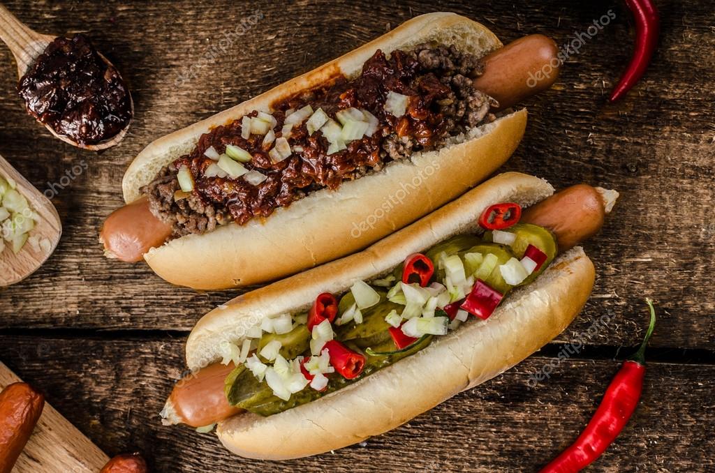 Chilli and vegetarian hot dog Stock Photo by ©Peteer 67767375