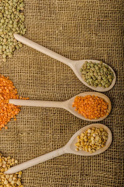 Variações lentilhas, lentilhas bio — Fotografia de Stock