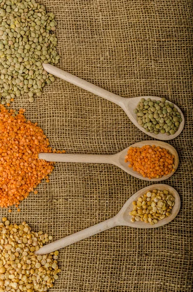 Variações lentilhas, lentilhas bio — Fotografia de Stock