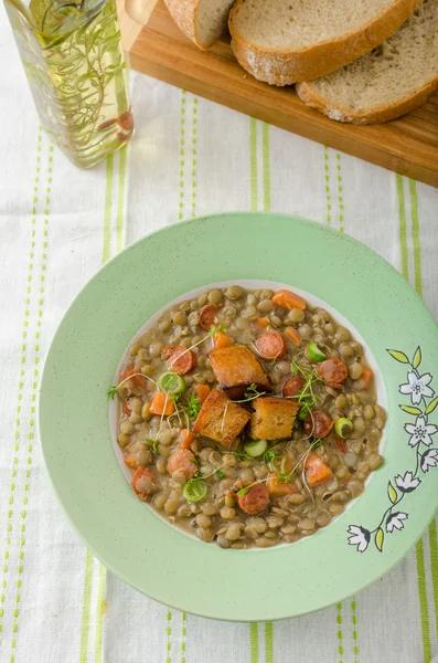 Lentil soup with Viennese sausage — Stock Image Lentil soup with Viennese sausage Stock Picture