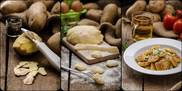 Homemade potato gnocchi with nuts and parmesan — Stock Photo, Image