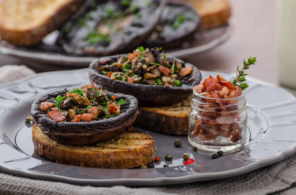 Portobello stuffed with herbs