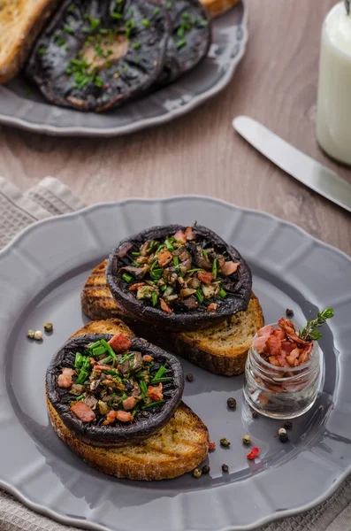 Portobello stuffed with herbs