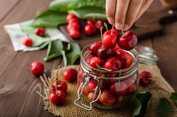 Nyplockade körsbär — Stockfoto